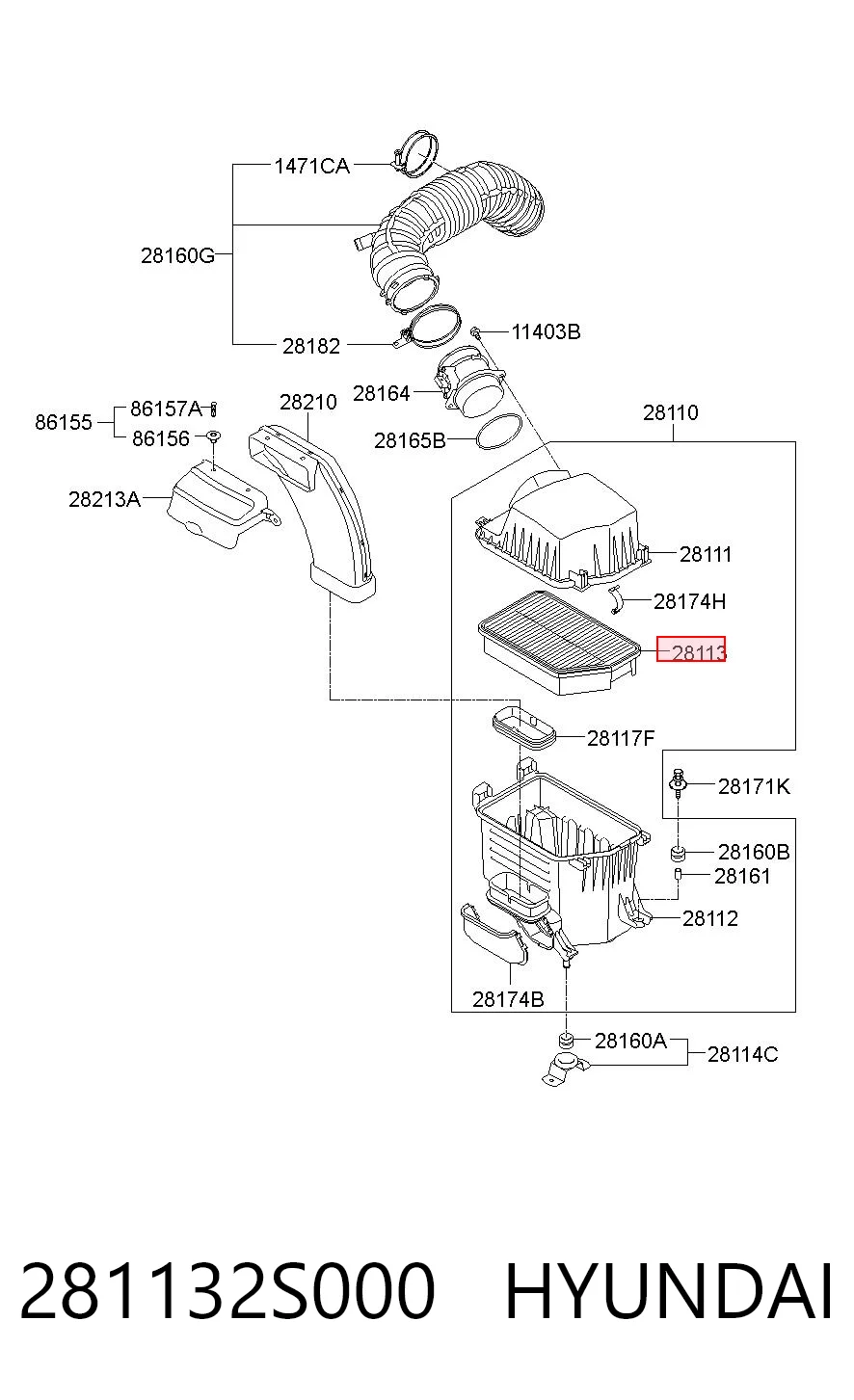 281132S000 Hyundai/Kia Filtro de ar