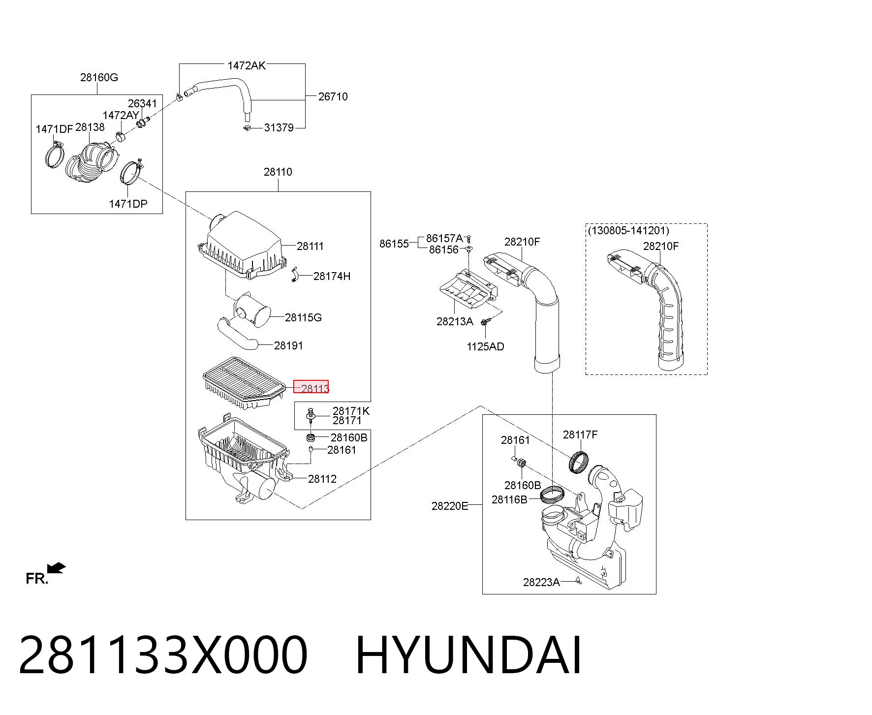 281133X000 Hyundai/Kia Filtro de ar