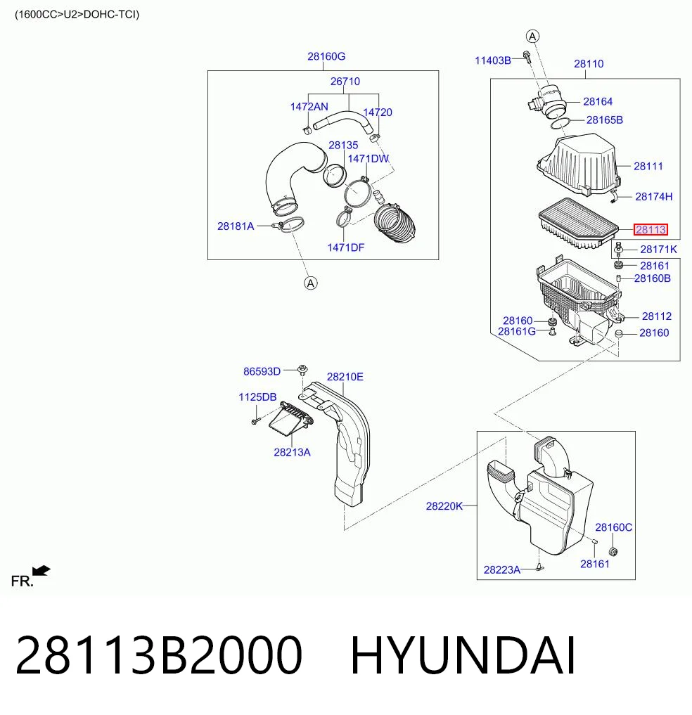 28113B2000 Hyundai/Kia Filtro de ar