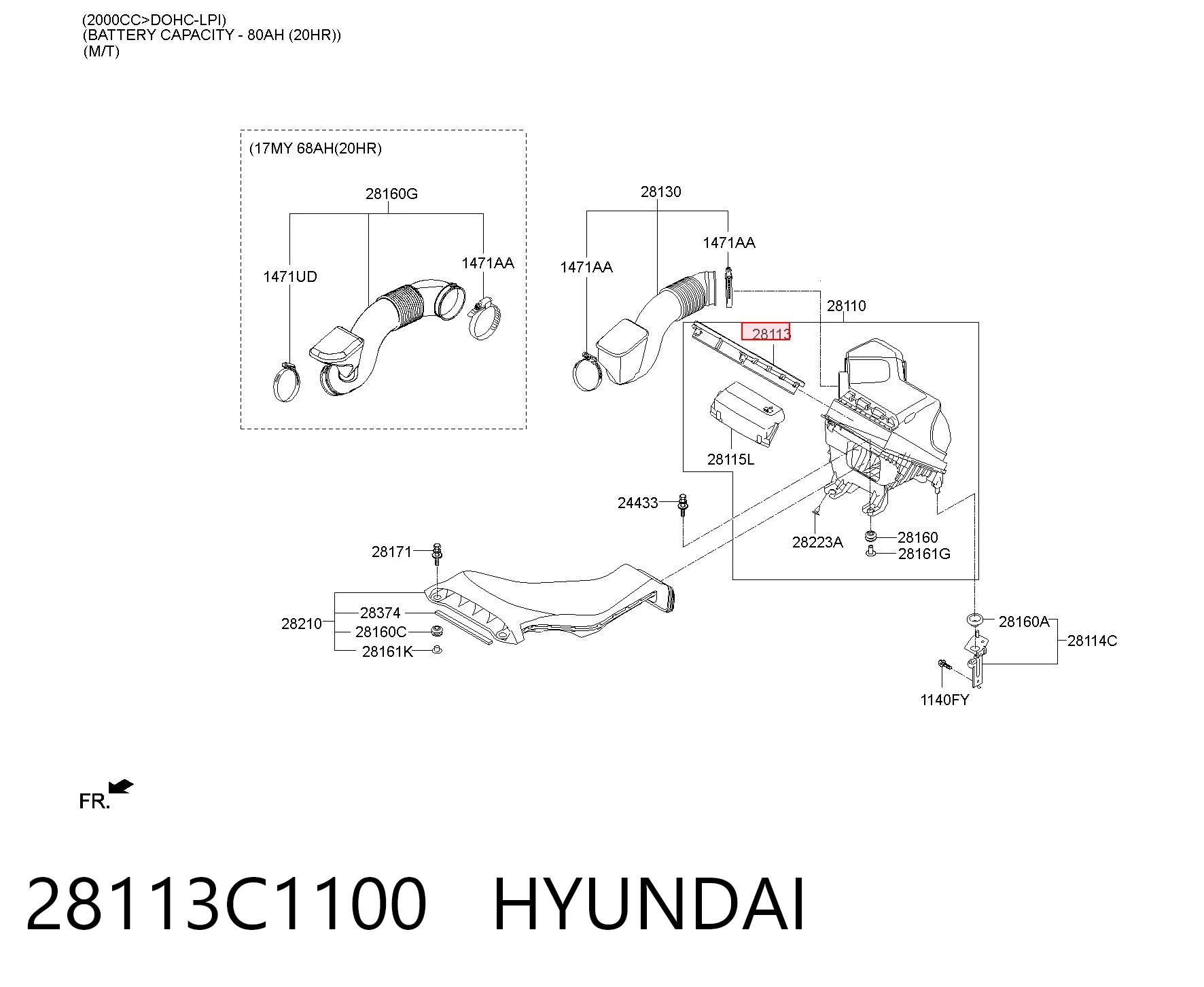 28113C1100 Hyundai/Kia Filtro de ar
