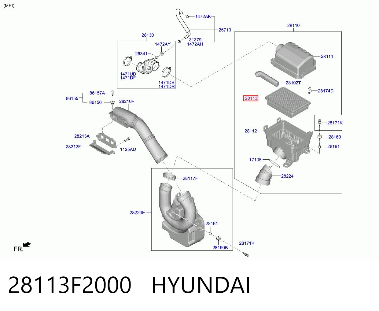 28113F2000 Hyundai/Kia Filtro de ar