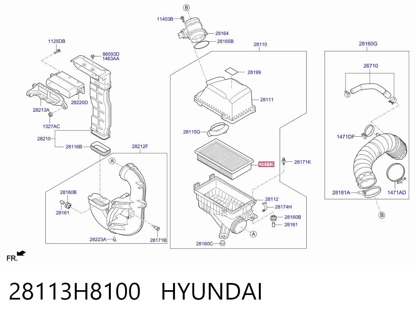 28113H8100 Hyundai/Kia Filtro de ar