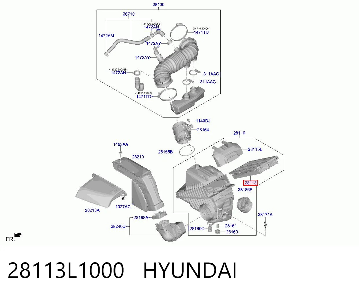 28113L1000 Hyundai/Kia Filtro de ar