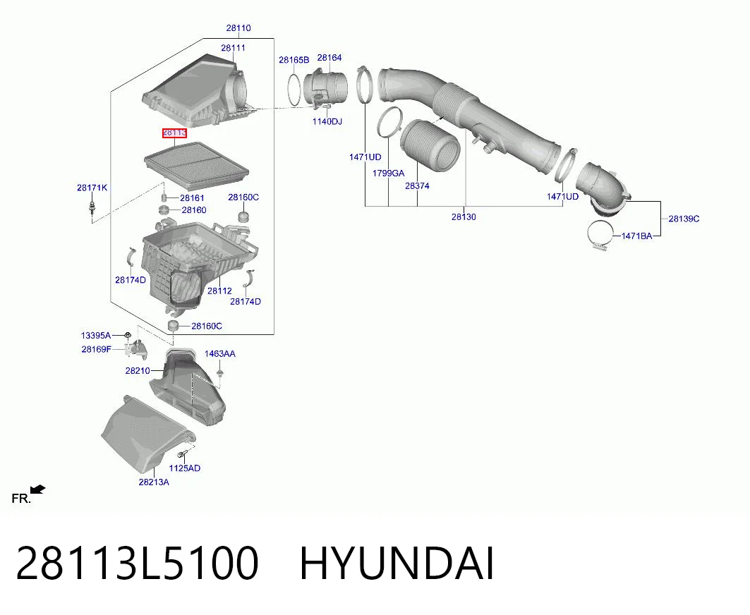 28113L5100 Hyundai/Kia Filtro de ar