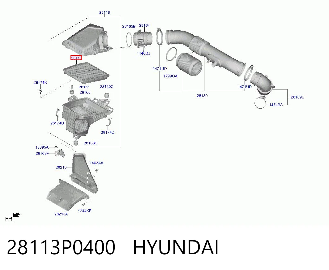 28113P0400 Hyundai/Kia Filtro de ar