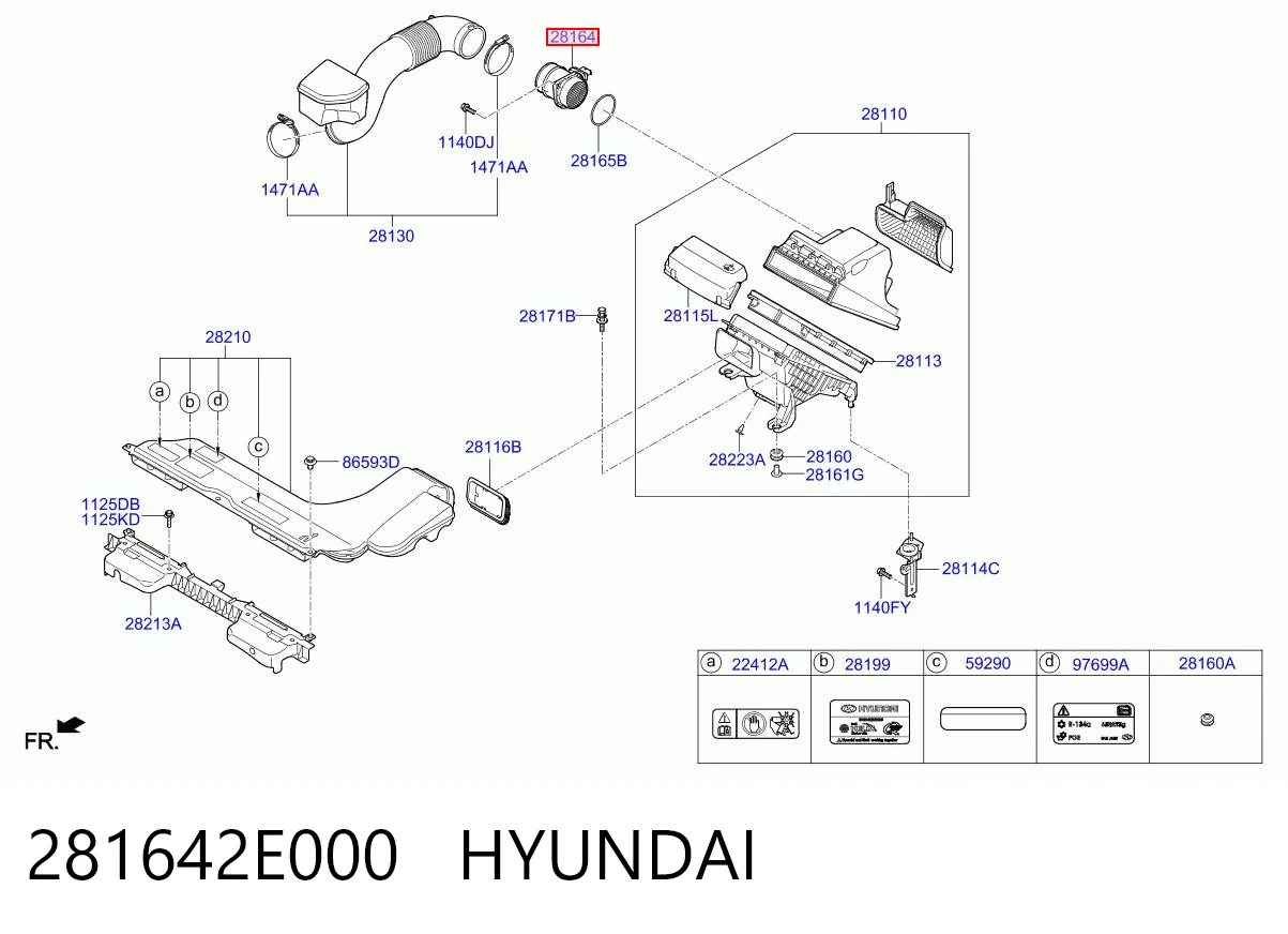 Sensor de fluxo (consumo) de ar, medidor de consumo M.A.F. - (Mass Airflow) para KIA Optima JF