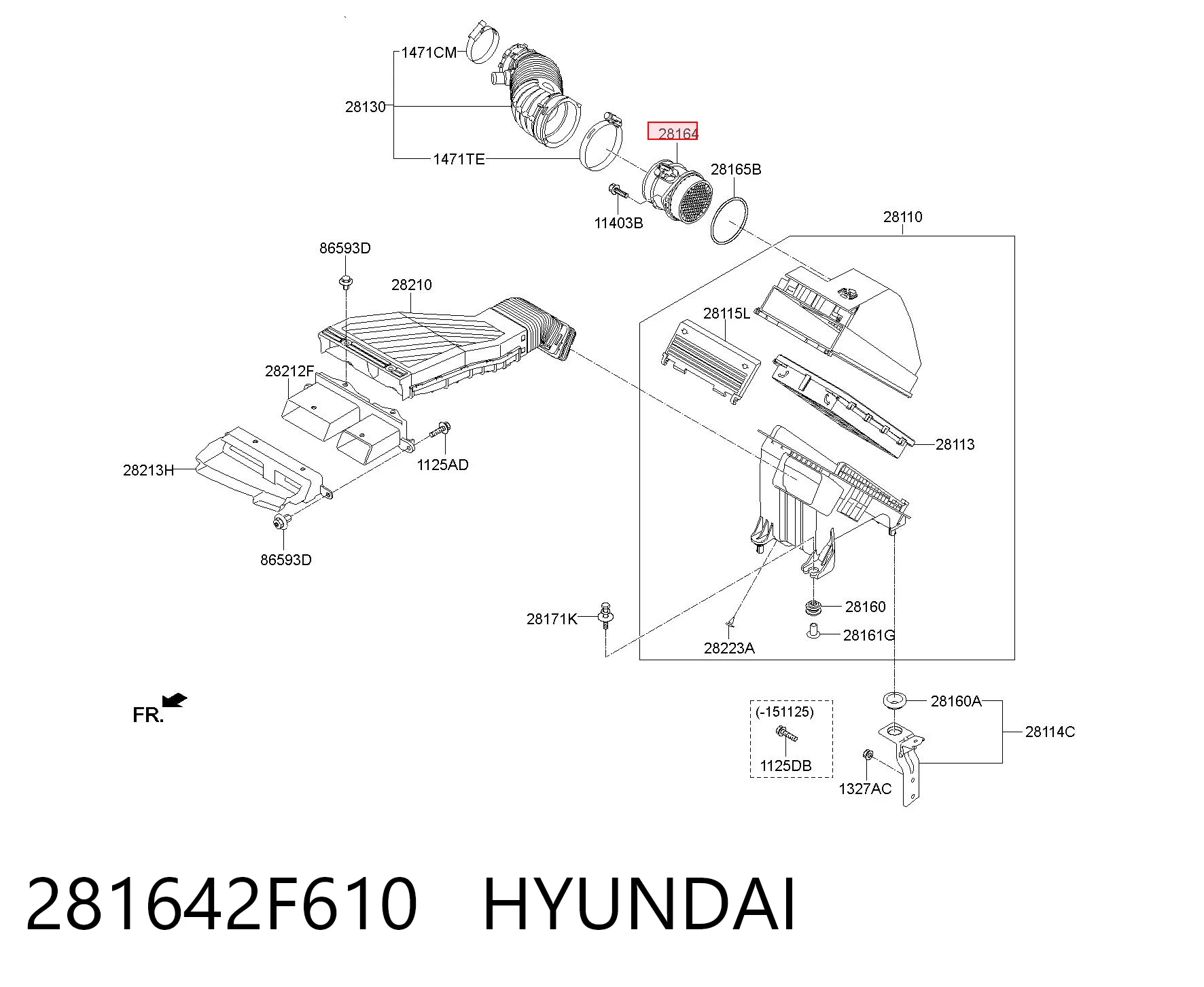Sensor de fluxo (consumo) de ar, medidor de consumo M.A.F. - (Mass Airflow) KIA Sorento III C5, UM