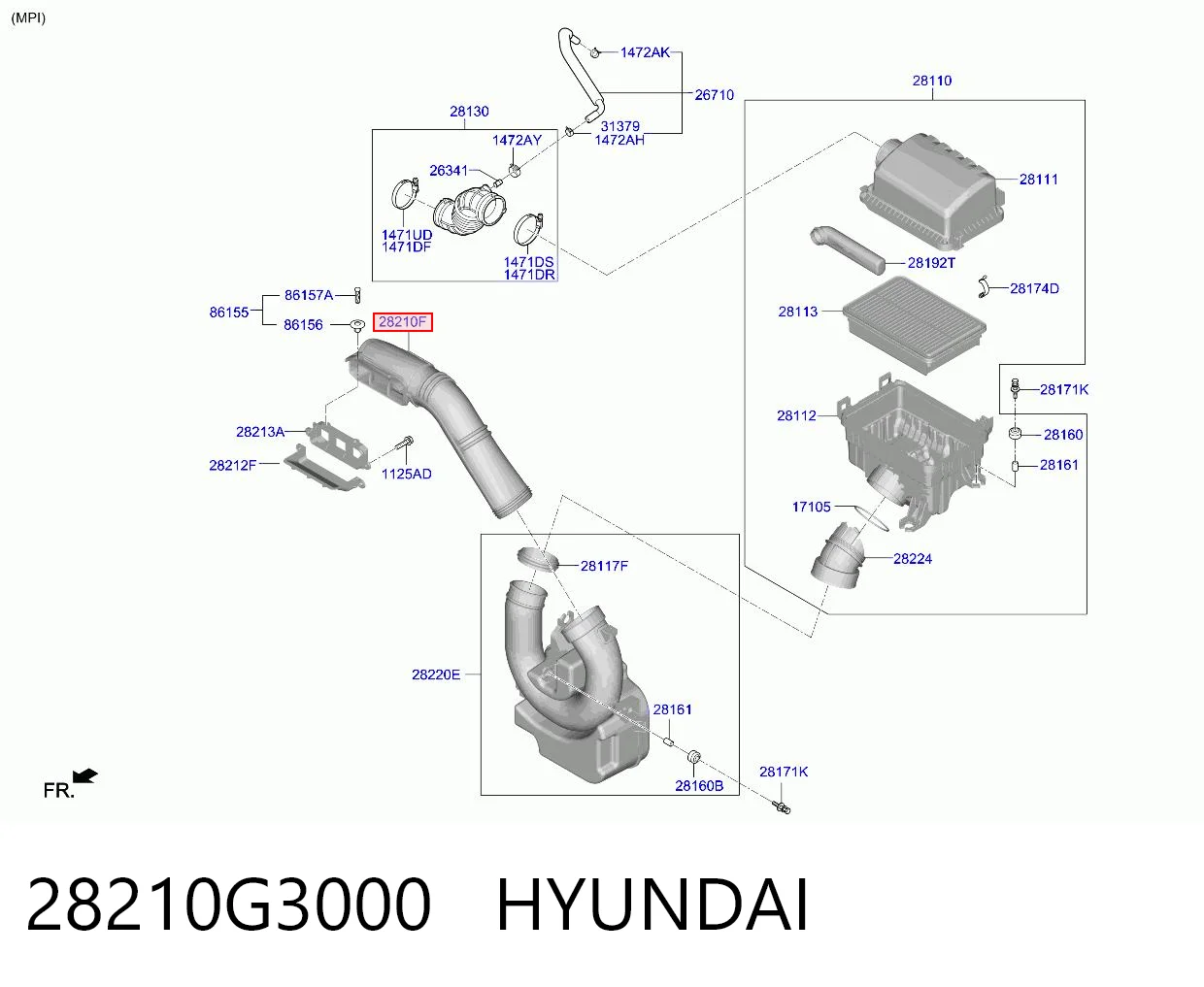Tomada de ar de filtro de ar Hyundai I30 PD ao melhor preço