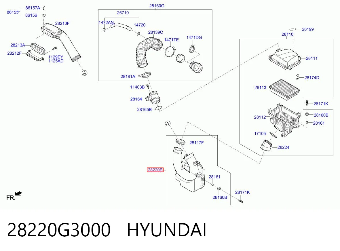 28220G3000 Hyundai/Kia Ressonador de filtro de ar