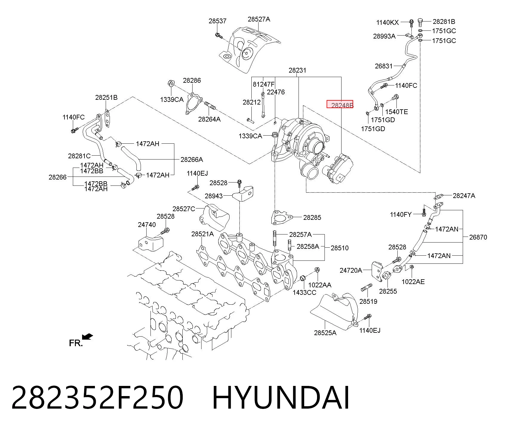 282352F250 Hyundai/Kia Válvula (atuador) de controlo de turbina
