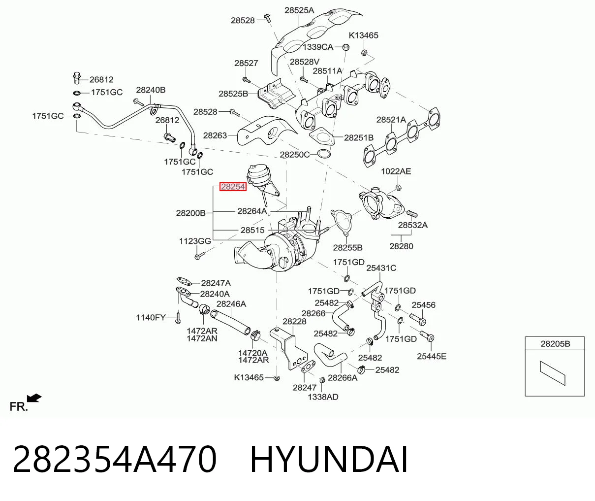 282354A470 Hyundai/Kia Válvula (atuador) de controlo de turbina