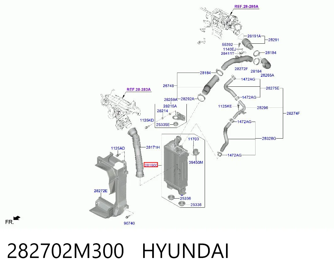 282702M300 Hyundai/Kia Radiador de intercooler