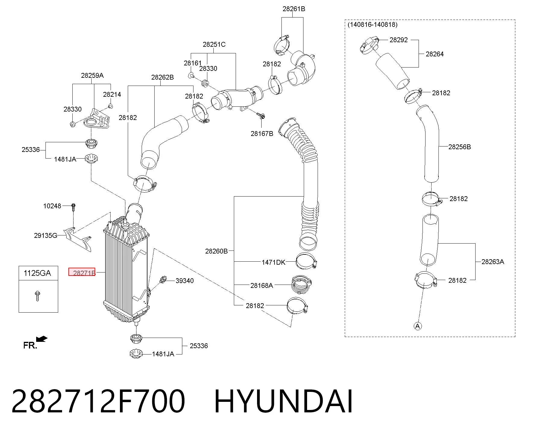 282712F700 Hyundai/Kia Radiador de intercooler