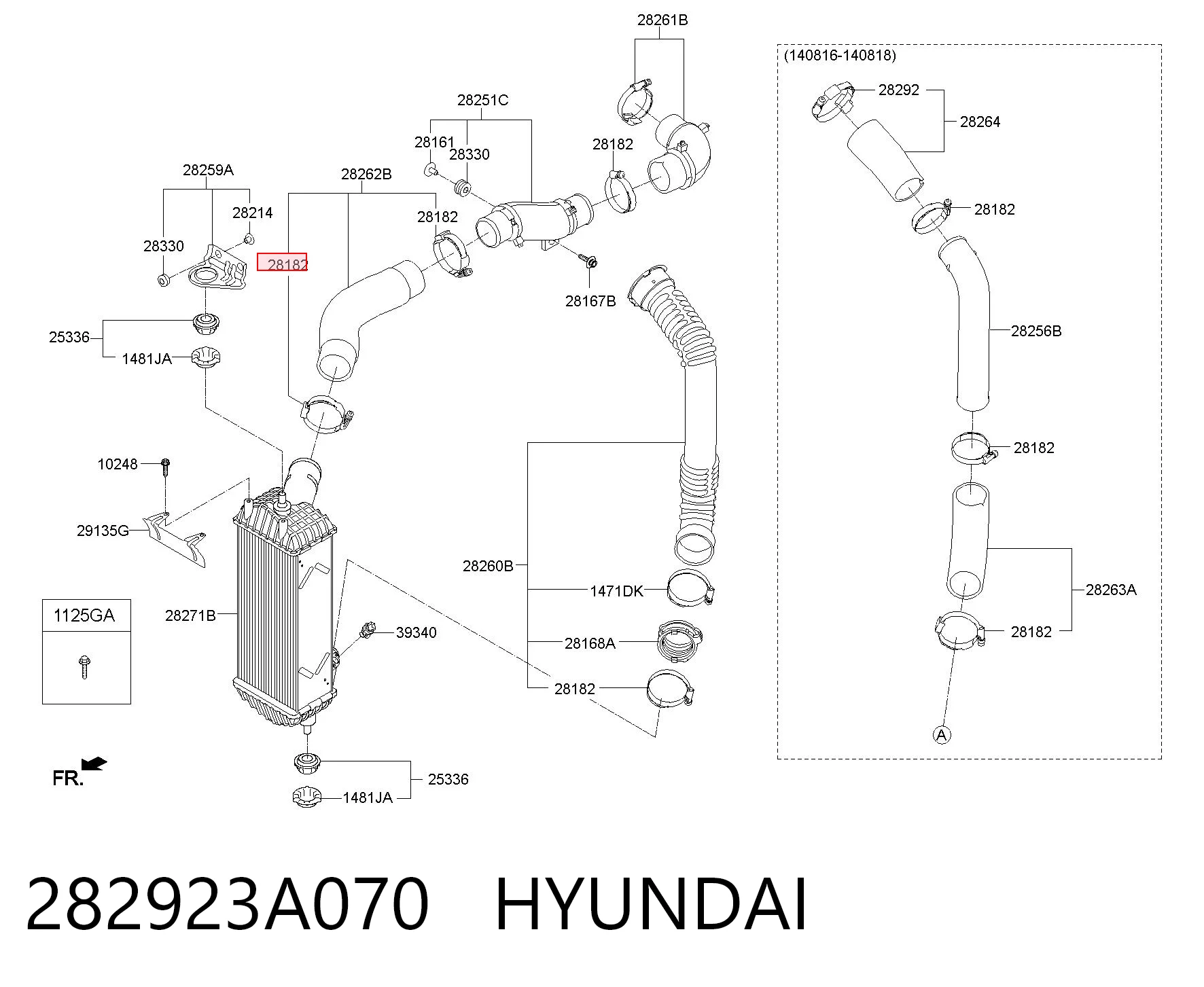 282923A070 Hyundai/Kia Braçadeira de aperto metálica, universal