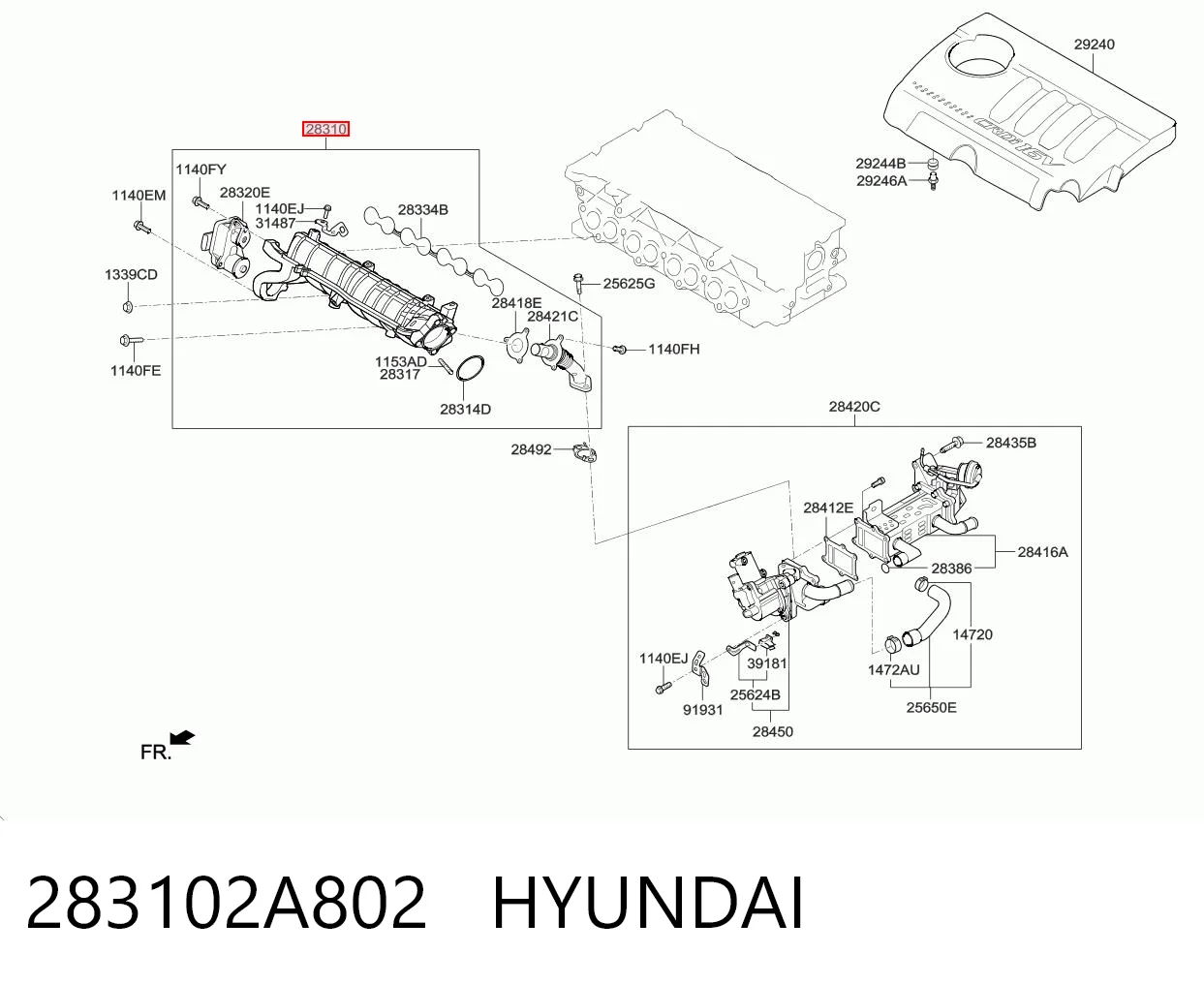 283102A802 Hyundai/Kia Tubo coletor de admissão