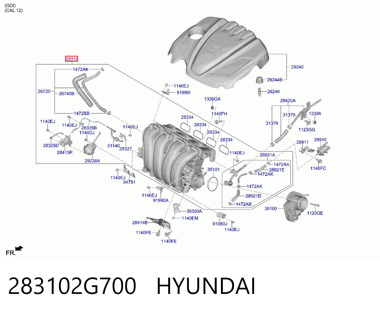 Tubo coletor de admissão para KIA Sorento II XM