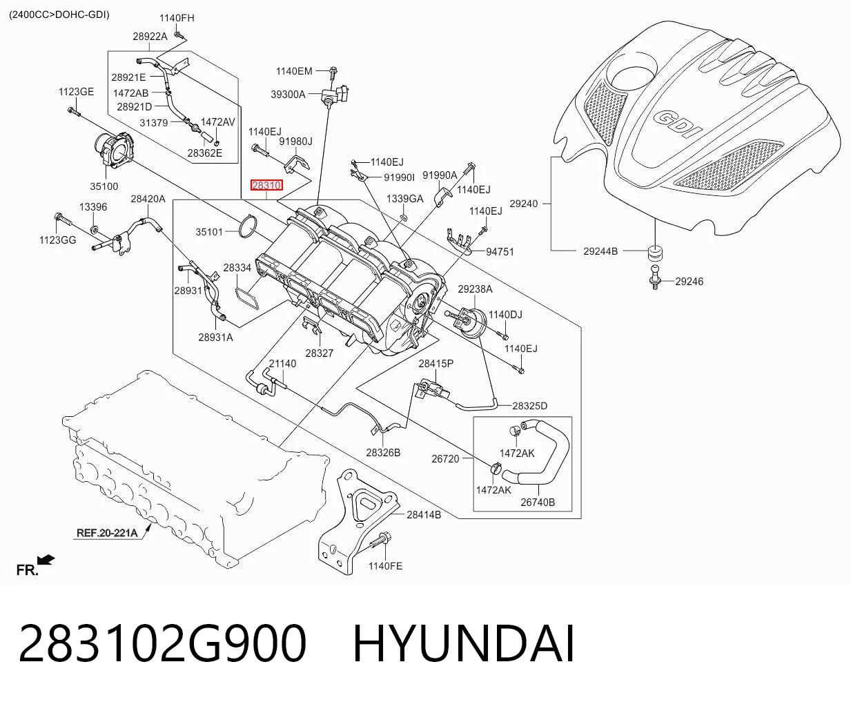 Tubo coletor de admissão para KIA Sportage III SL
