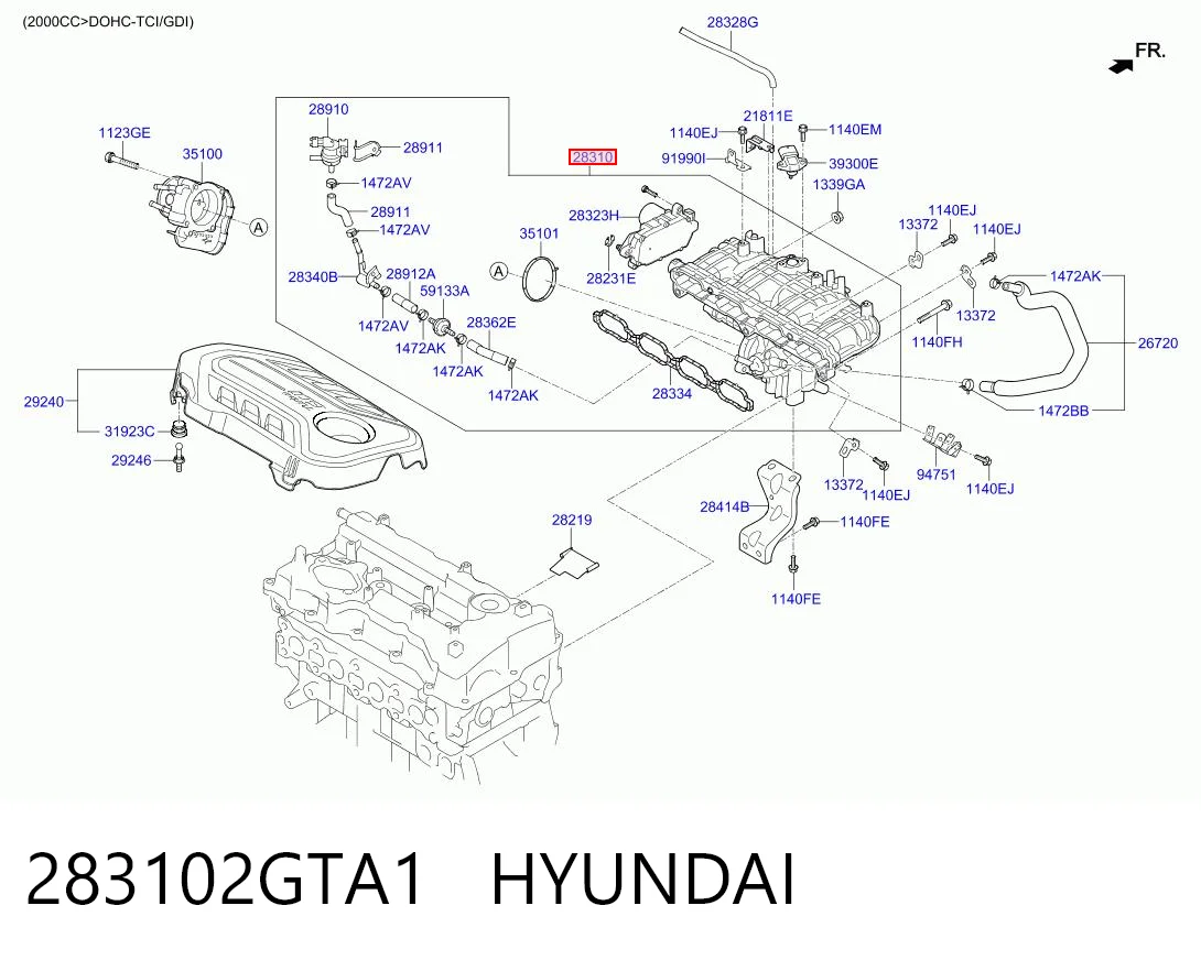 283102GTA1 Hyundai/Kia Tubo coletor de admissão