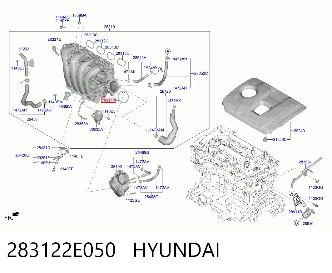 283122E050 Hyundai/Kia Vedante da válvula de borboleta