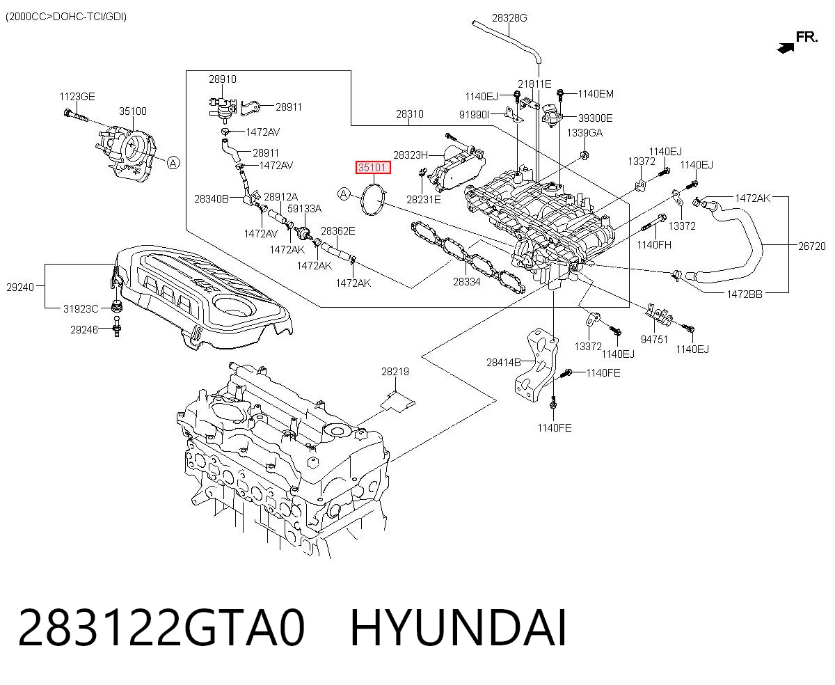 283122GTA0 Hyundai/Kia Vedante da válvula de borboleta
