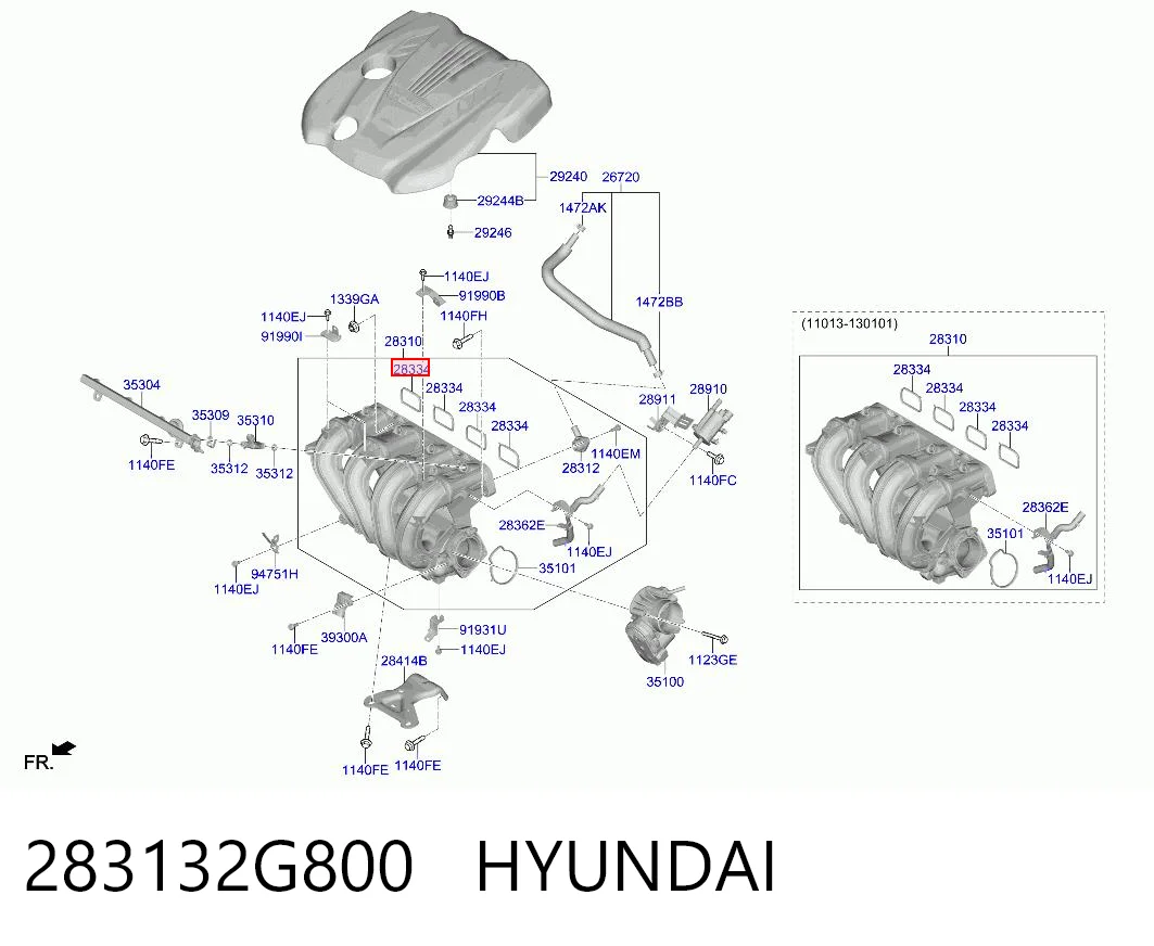 283132G800 Hyundai/Kia Vedante de tubo coletor de admissão