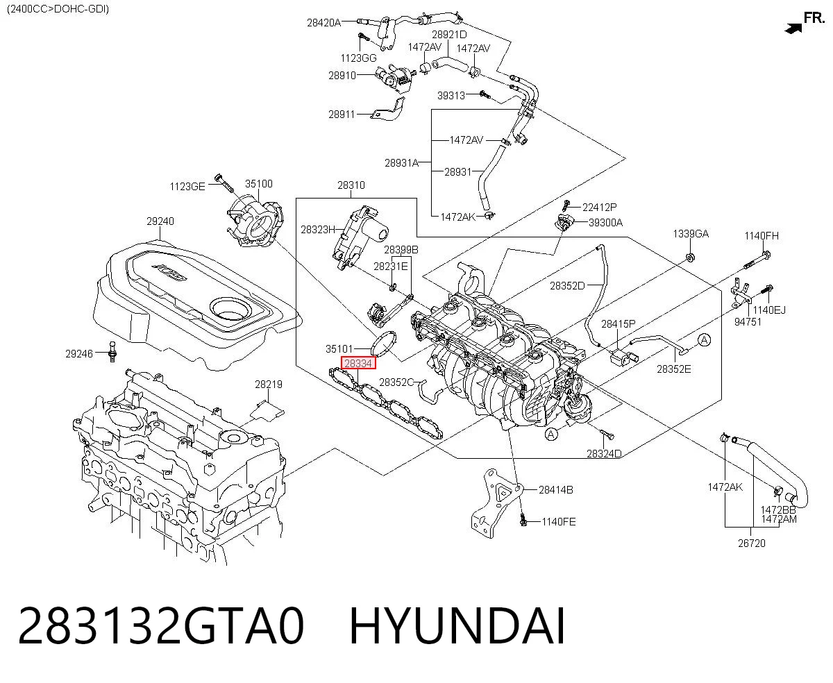 283132GTA0 Hyundai/Kia Vedante de tubo coletor de admissão