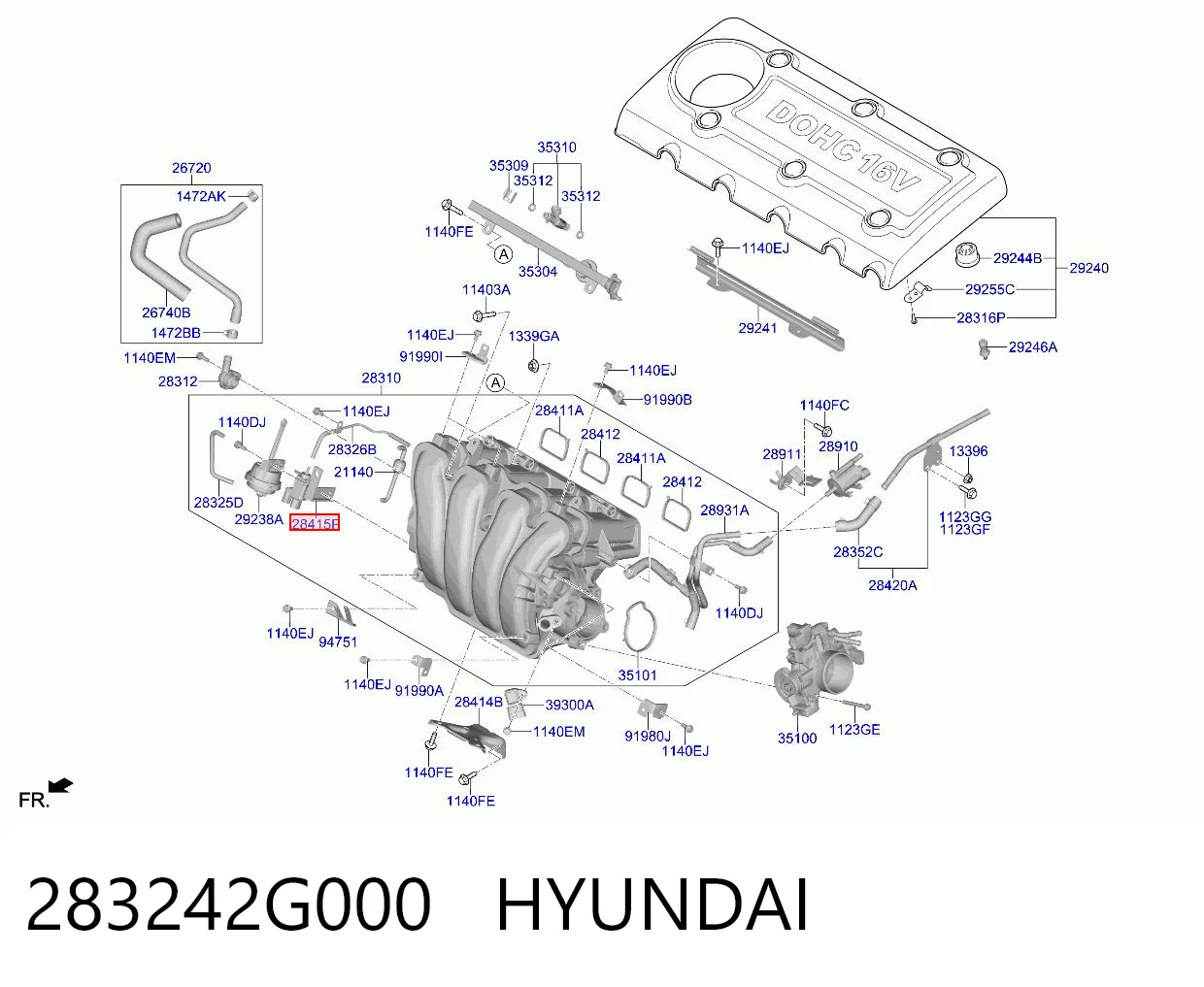 283242G000 Hyundai/Kia Válvula solenoide de regulação de comporta EGR