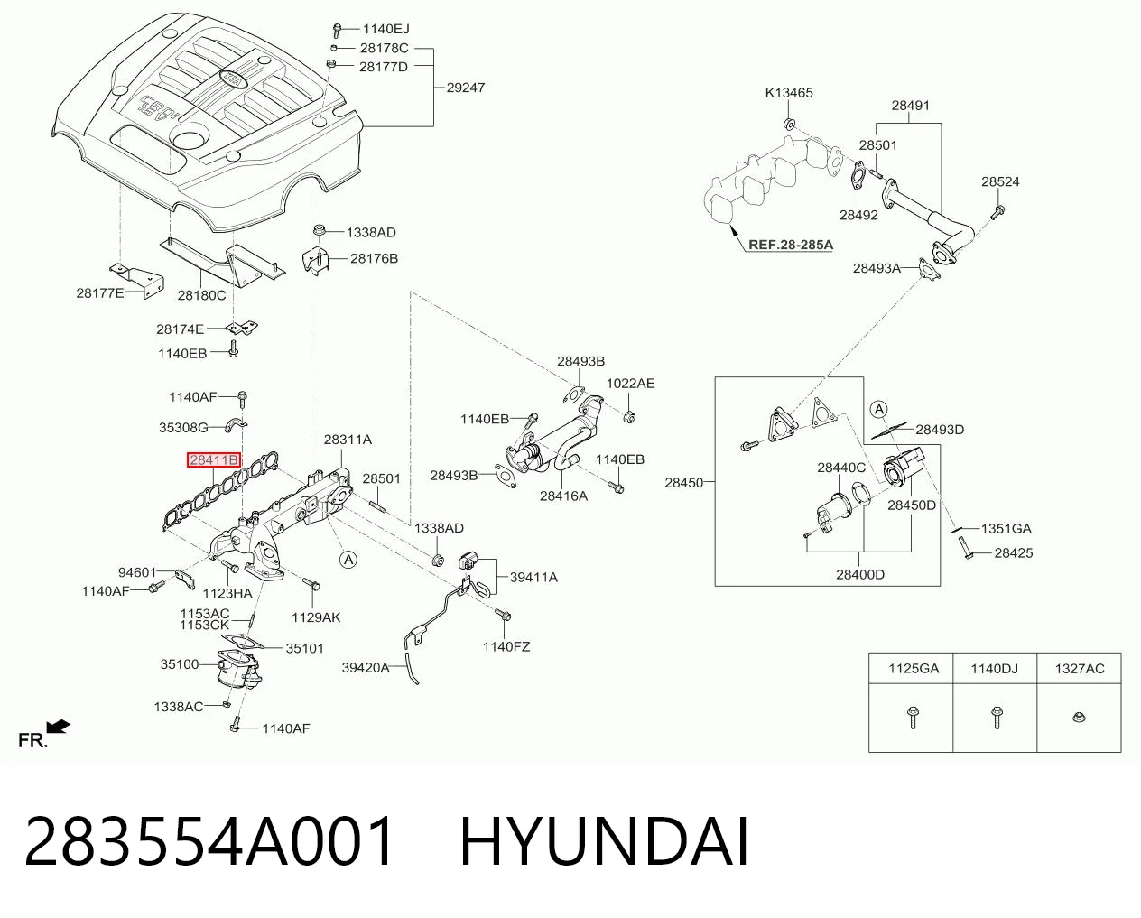 Vedante de tubo coletor de admissão KIA Sorento I JC