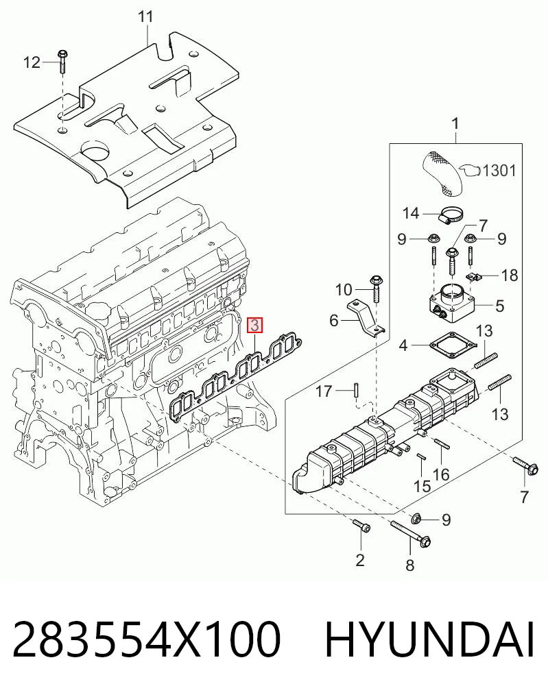 Vedante de tubo coletor de admissão Hyundai Terracan SUV (HP) (2001 - 2006) 