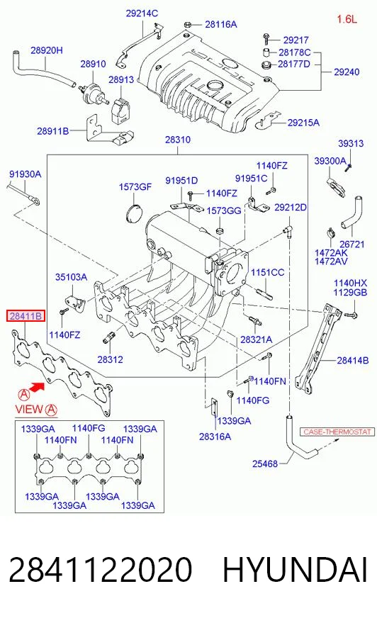 Vedante de tubo coletor de admissão para Hyundai Accent II LC