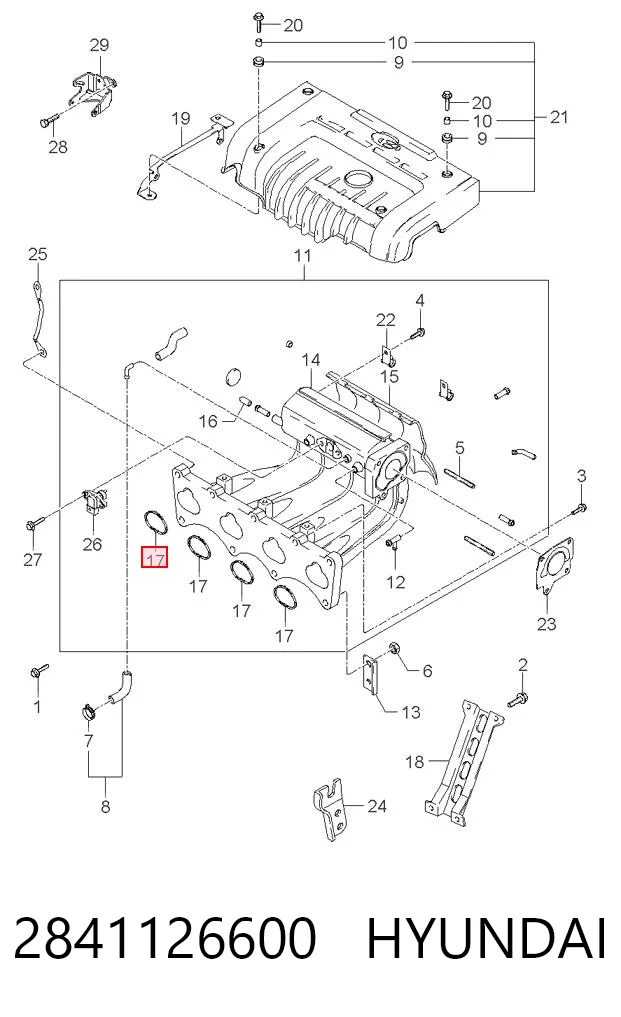 2841126600 Hyundai/Kia Vedante de tubo coletor de admissão