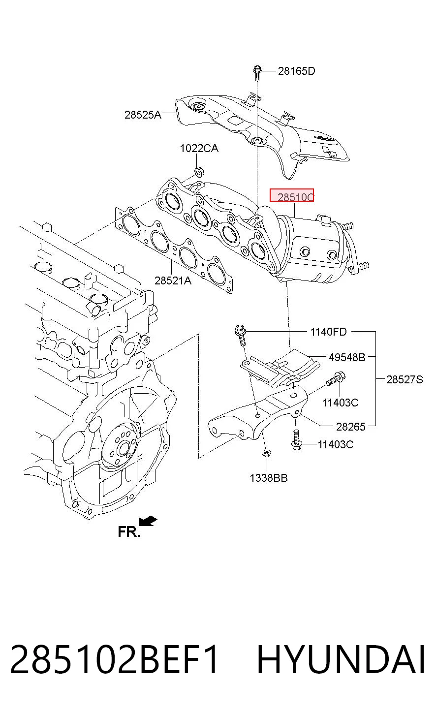 285102BEF1 Hyundai/Kia Convertidor - catalisador