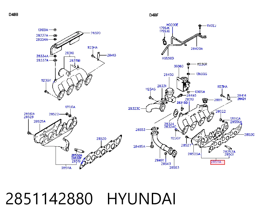 Tubo coletor de escape Hyundai Galloper  JK