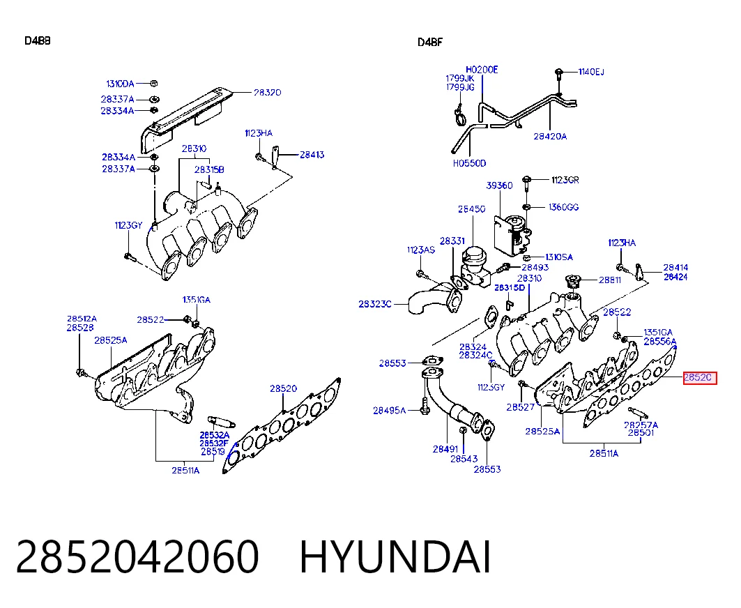 Vedante de tubo coletor de escape para Hyundai H-1 STAREX Starex 