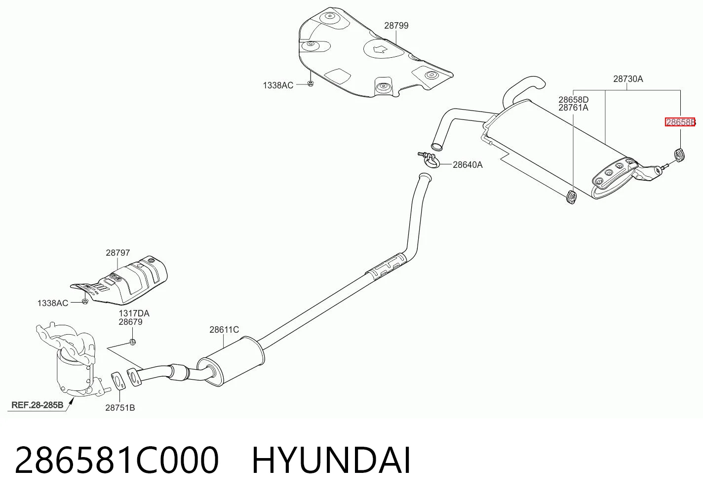 286581C000 Hyundai/Kia Coxim de fixação do silenciador