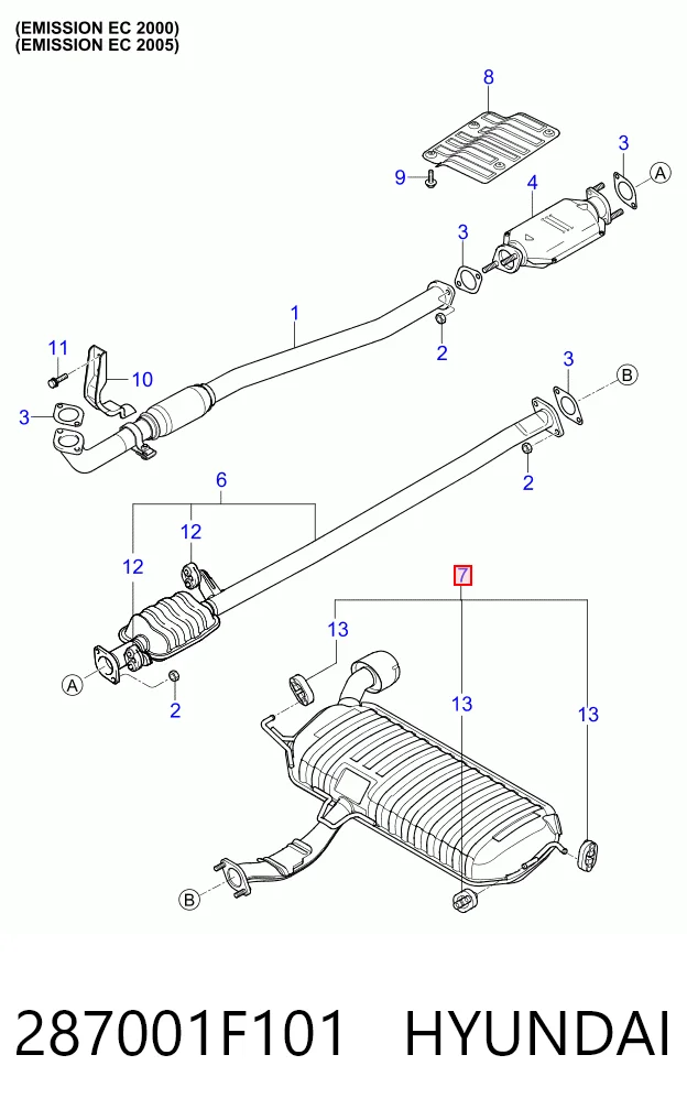  Silenciador, parte traseira Hyundai Tucson I SUV (JM) (2004 - 2010) I