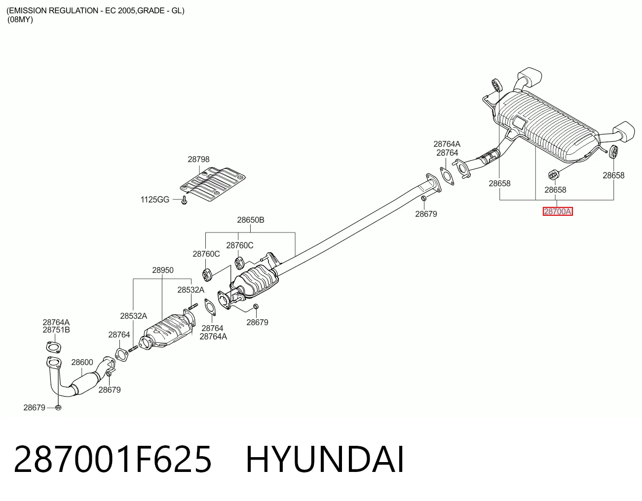 Silenciador, parte traseira para Hyundai Tucson JM