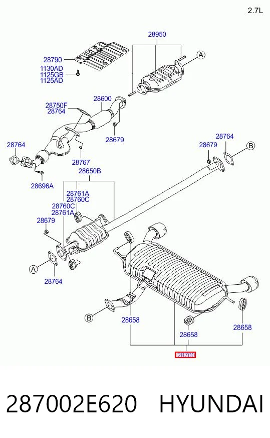 Silenciador, parte traseira para Hyundai Tucson I JM