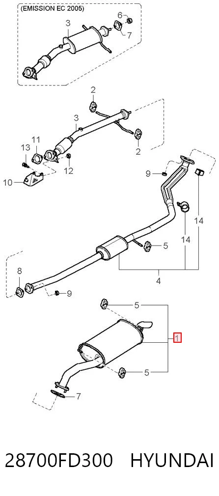 Silenciador, parte traseira para KIA Rio I DC