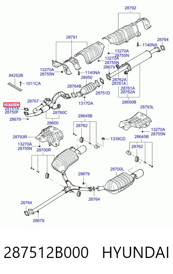 287512B000 Hyundai/Kia Vedante de tubo de admissão do silenciador