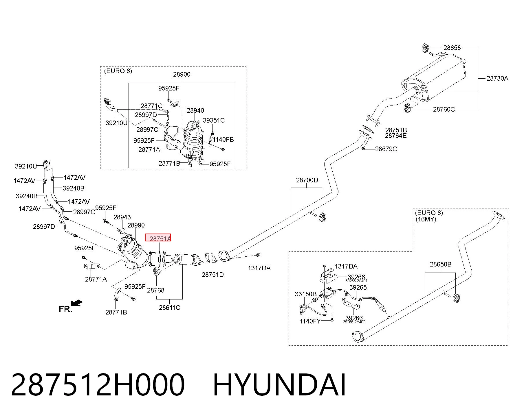287512H000 Hyundai/Kia Vedante de tubo de admissão do silenciador