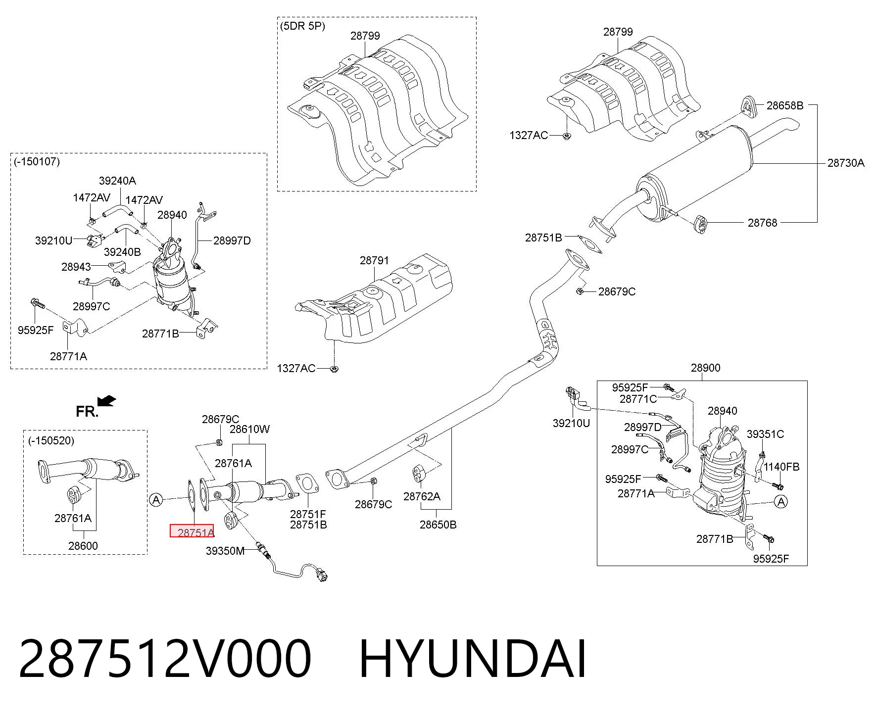 287512V000 Hyundai/Kia Vedante de tubo de admissão do silenciador