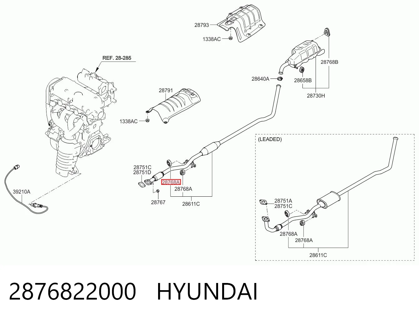 2876822000 Hyundai/Kia Coxim de fixação do silenciador
