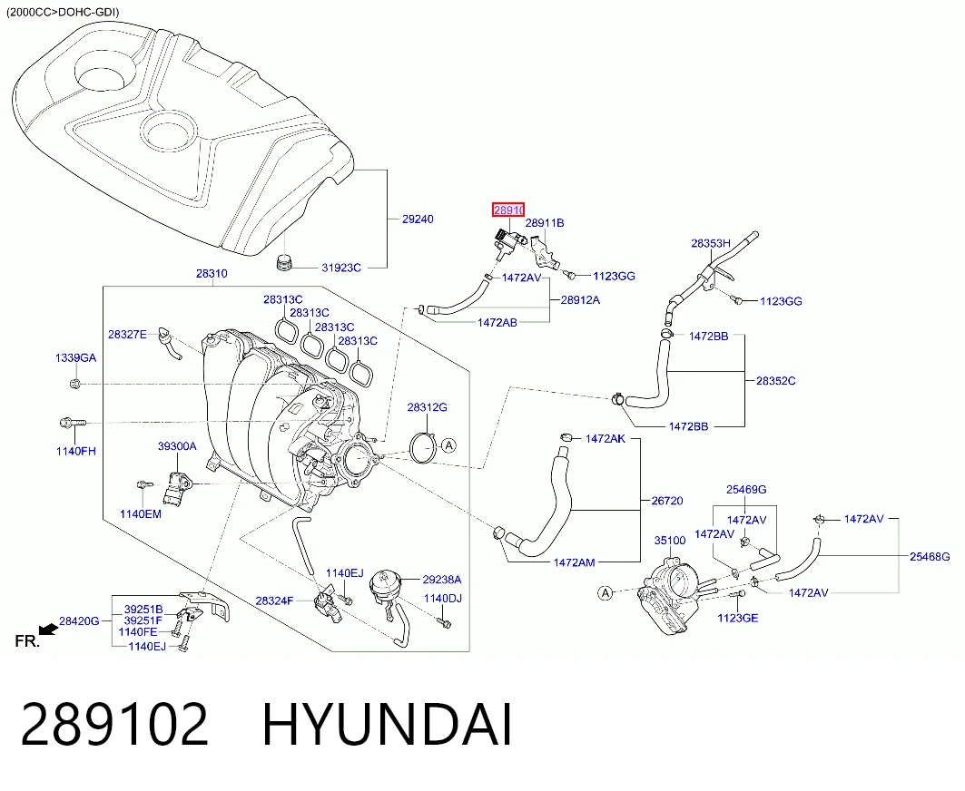 289102 Hyundai/Kia Válvula de adsorvedor dos vapores de combustível