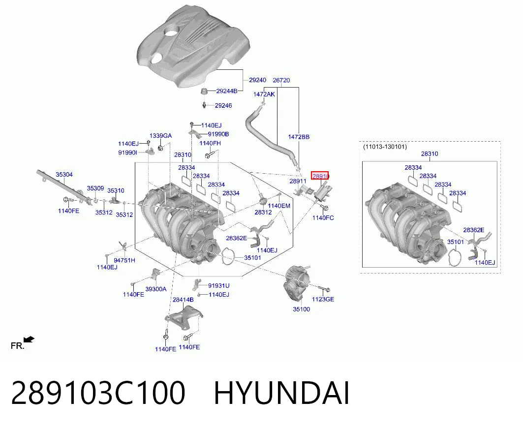 289103C100 Hyundai/Kia Válvula de ventilação dos gases do tanque de combustível