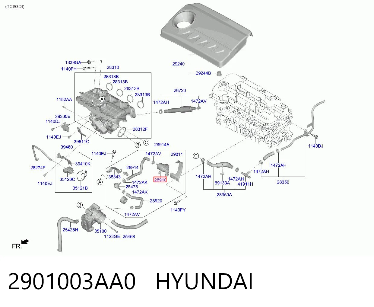 2901003AA0 Hyundai/Kia Válvula de ventilação dos gases do tanque de combustível