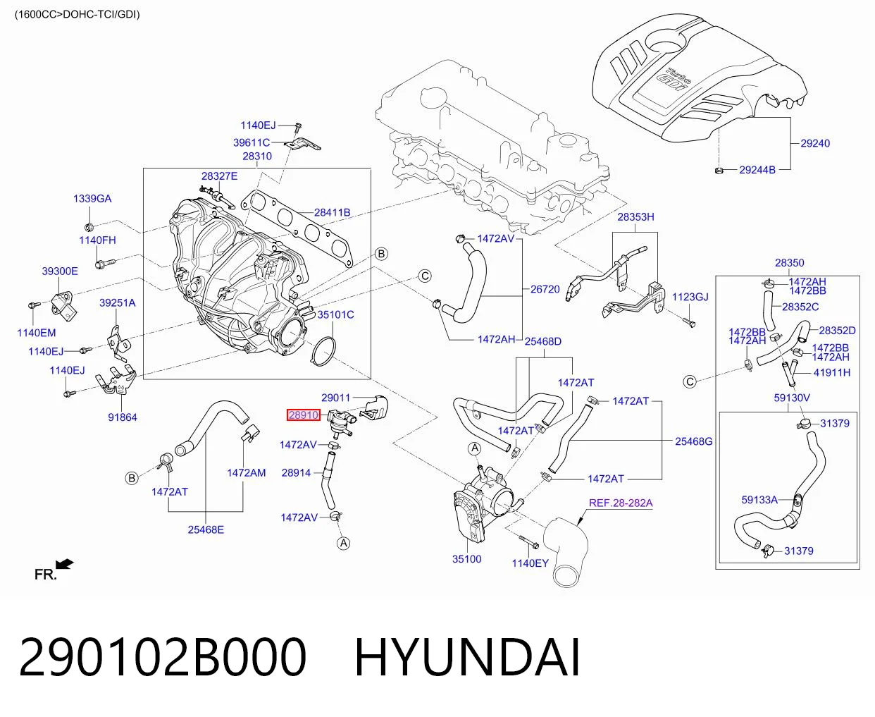 290102B000 Hyundai/Kia Válvula de ventilação dos gases do tanque de combustível