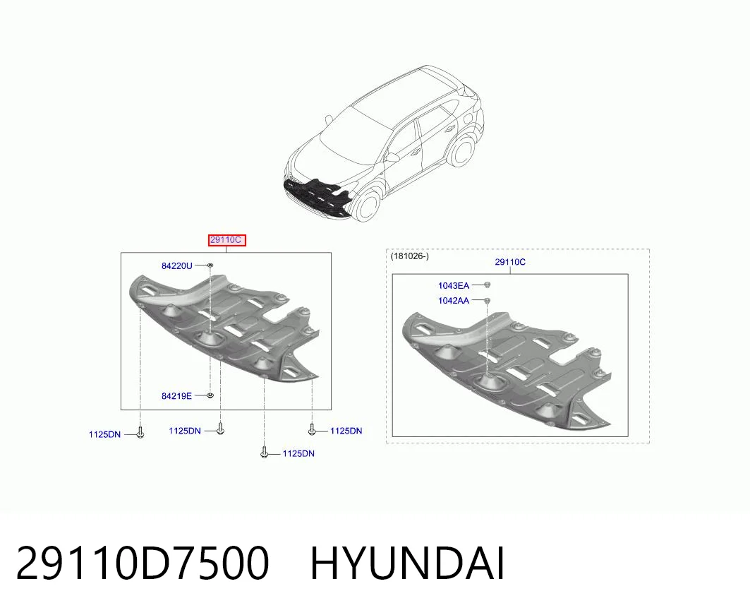 Proteção de motor, de panela (da seção de motor) Hyundai Tucson III TL