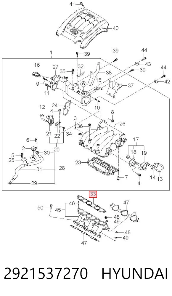 2921537270 Hyundai/Kia Vedante superior de tubo coletor de admissão