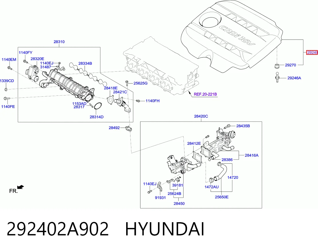 Tampa de motor decorativa para Hyundai I40 I VF